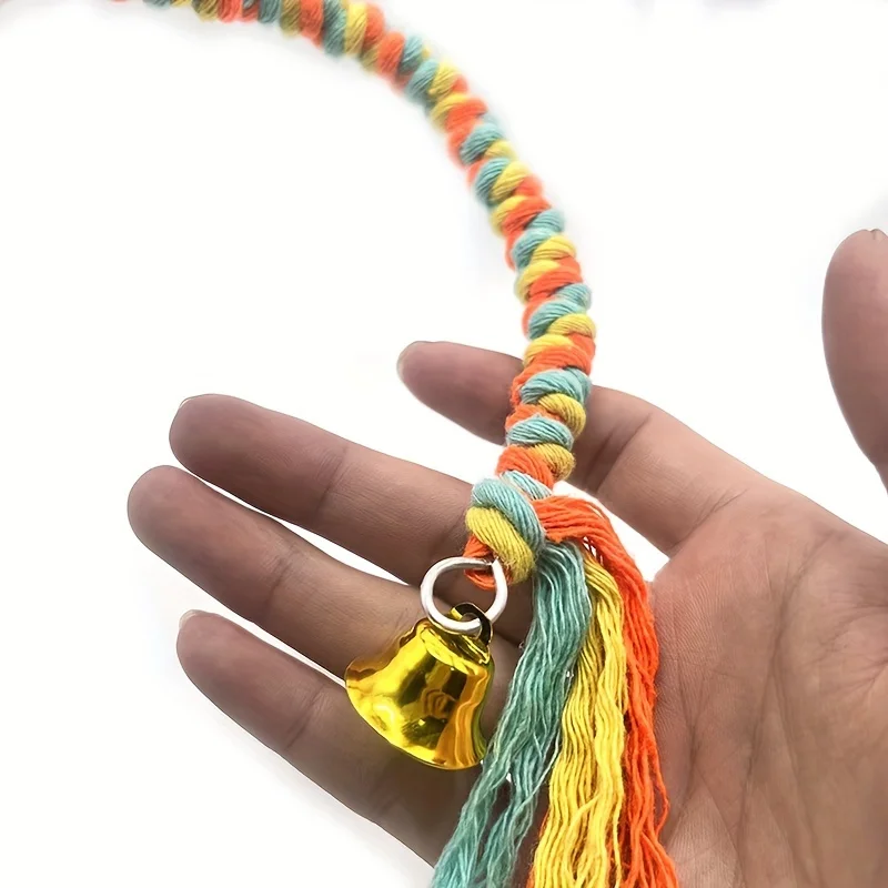 Brinquedo de Balanço para Pássaros e Papagaios, Corda Espiral de Algodão para Escalada Bungee, Brinquedos para Papagaios ou Poleiros de Corda para Pássaros de Grande Porte Coloridos - Imagem 6
