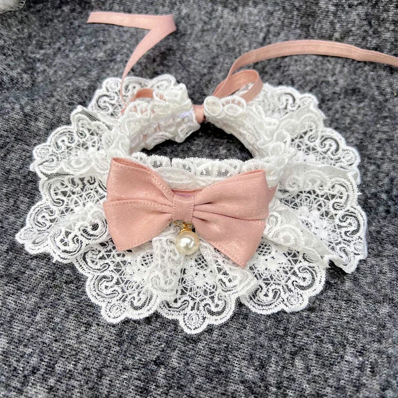 Coleira Laço Bowknot para Cães e Gatos de Renda com Pérola - Image 3