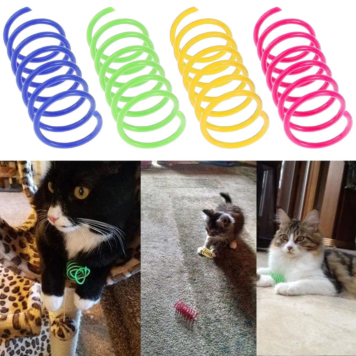 Brinquedo de Mola para Gatos Colorido 16 Peças Plástico Flexível - Imagem 6