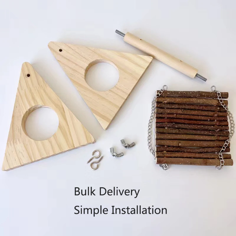Balanço de Madeira para Hamster com Brinquedo de Mastigar Triangular - Imagem 5
