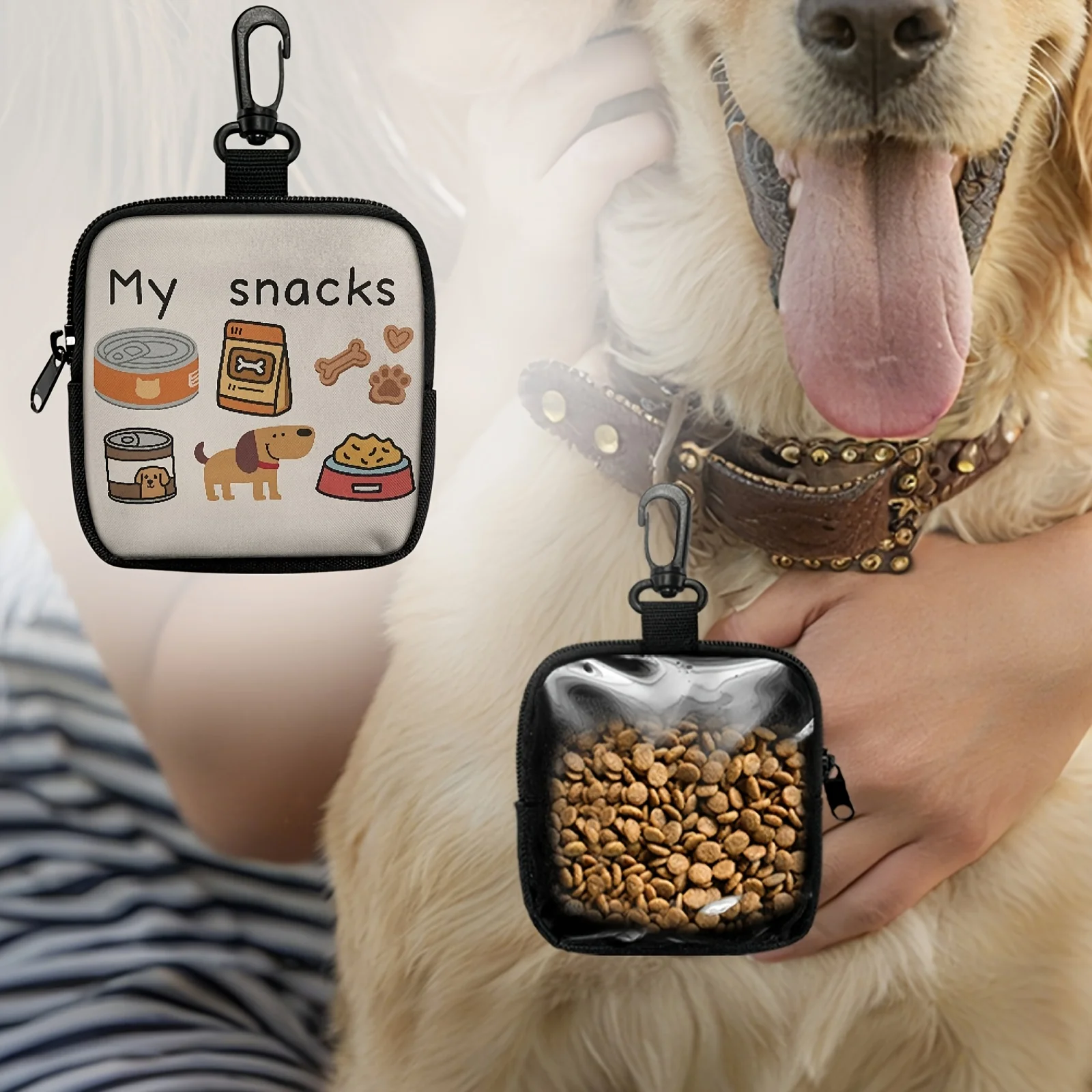 Bolsa para Petiscos de Cães com Gancho e Zíper para Passeio - Imagem 4
