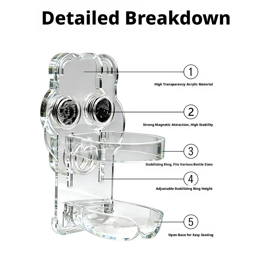 Suporte Magnético para Garrafa de Água de Hamster Ajustável Transparente - Imagem 5