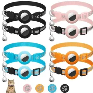 coleira refletiva para gatos com suporte airtag