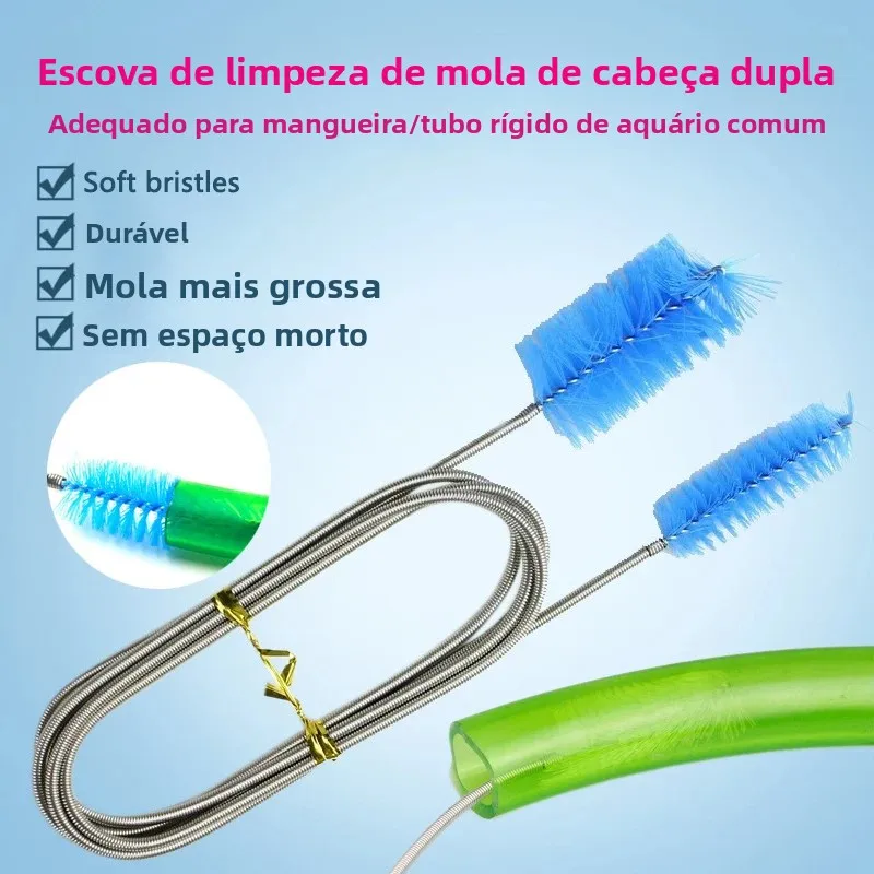 Escova de Limpeza para Aquário de Aço Inoxidável com Cabeça Dupla - Imagem 2