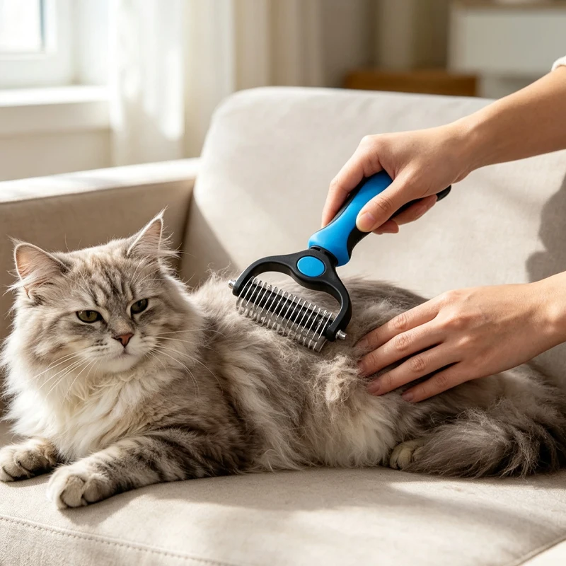 Escova Removedora de Subpelo para Cães e Gatos Dupla Face - Imagem 6