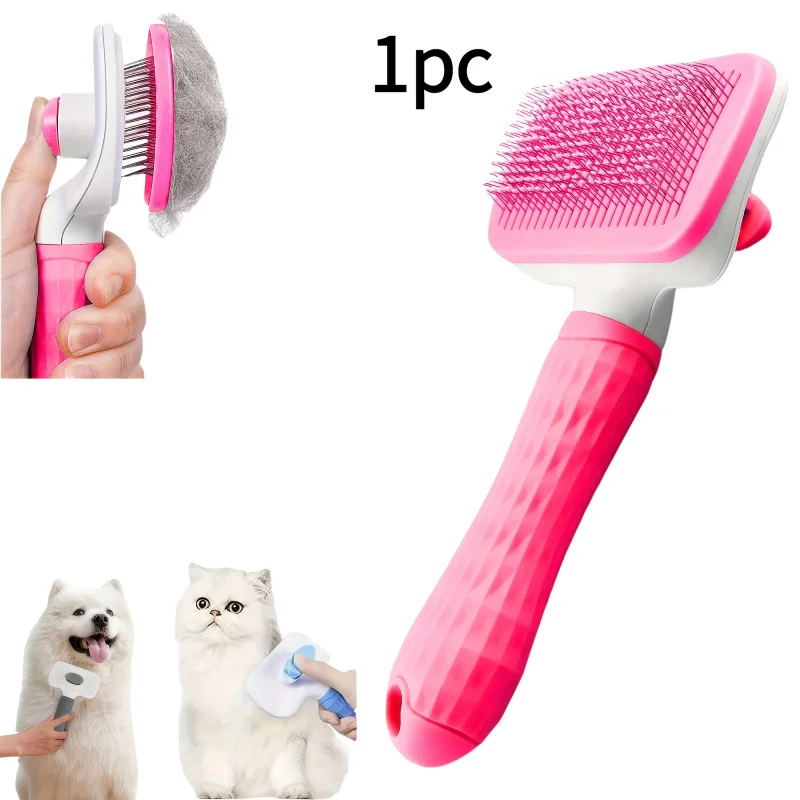 Pente para Cães e Gatos Fácil de Limpar Rosa - Imagem 3