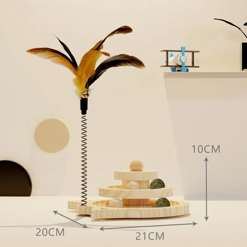 Torre de Brinquedo para Gato de Madeira com 2 Níveis e Pistas - Imagem 6