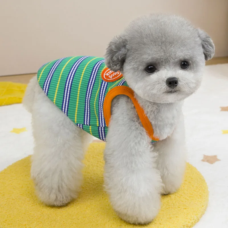 Colete Regata para Cães Pequenos Listrado com Capuz Verão - Imagem 5