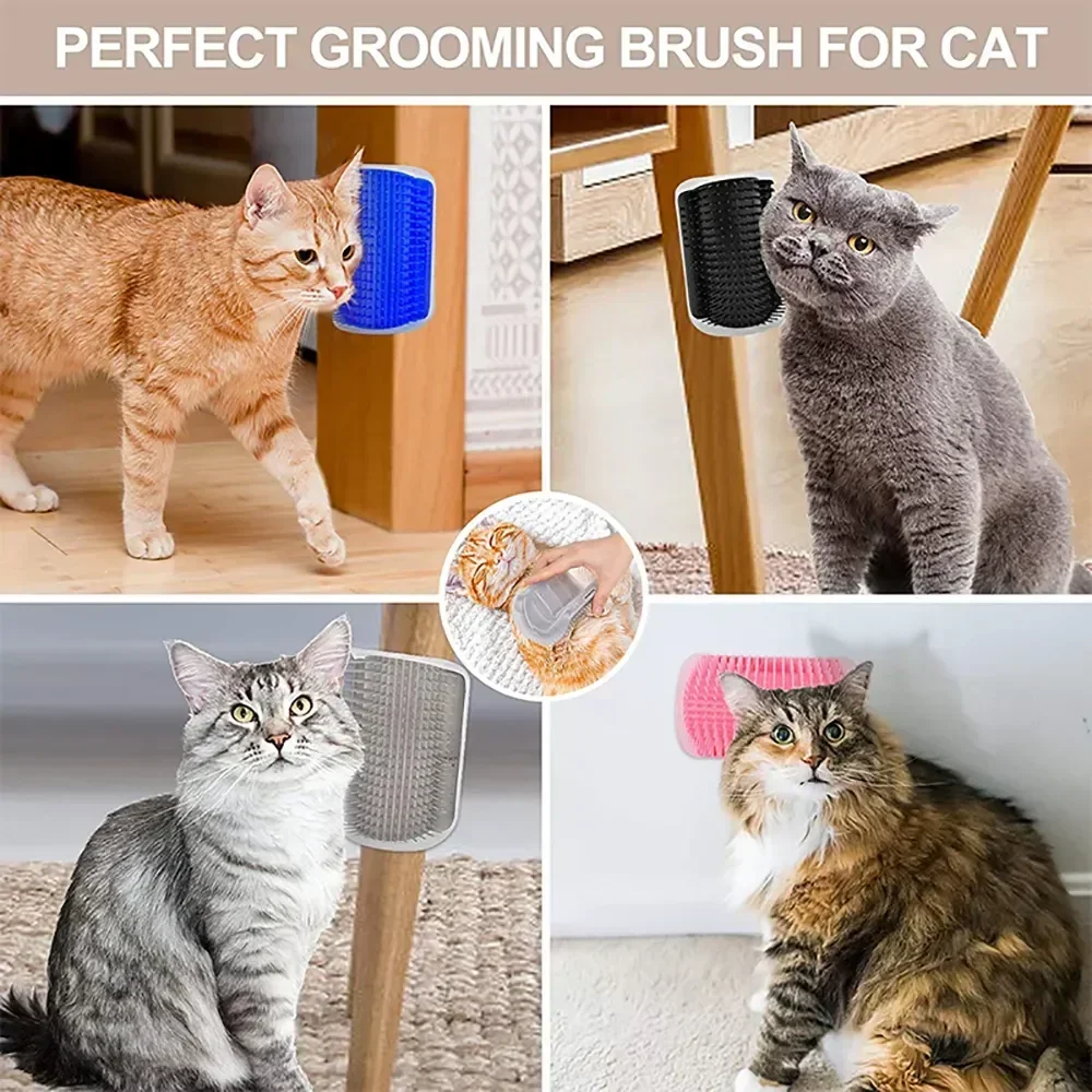 Escova de Canto para Gatos de Plástico com Pente Massageador - Imagem 4