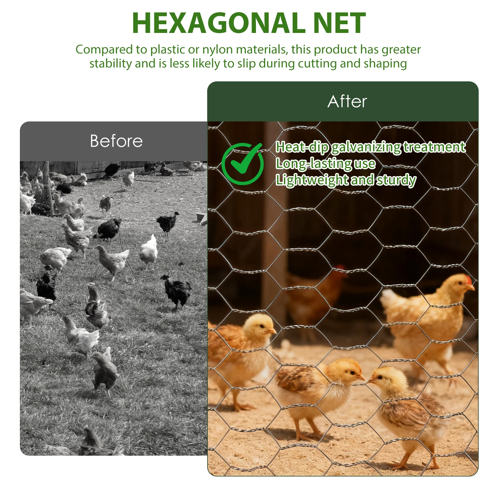 Rede de Cerca Hexagonal para Animais 0,4m x 15m Verde - Imagem 5