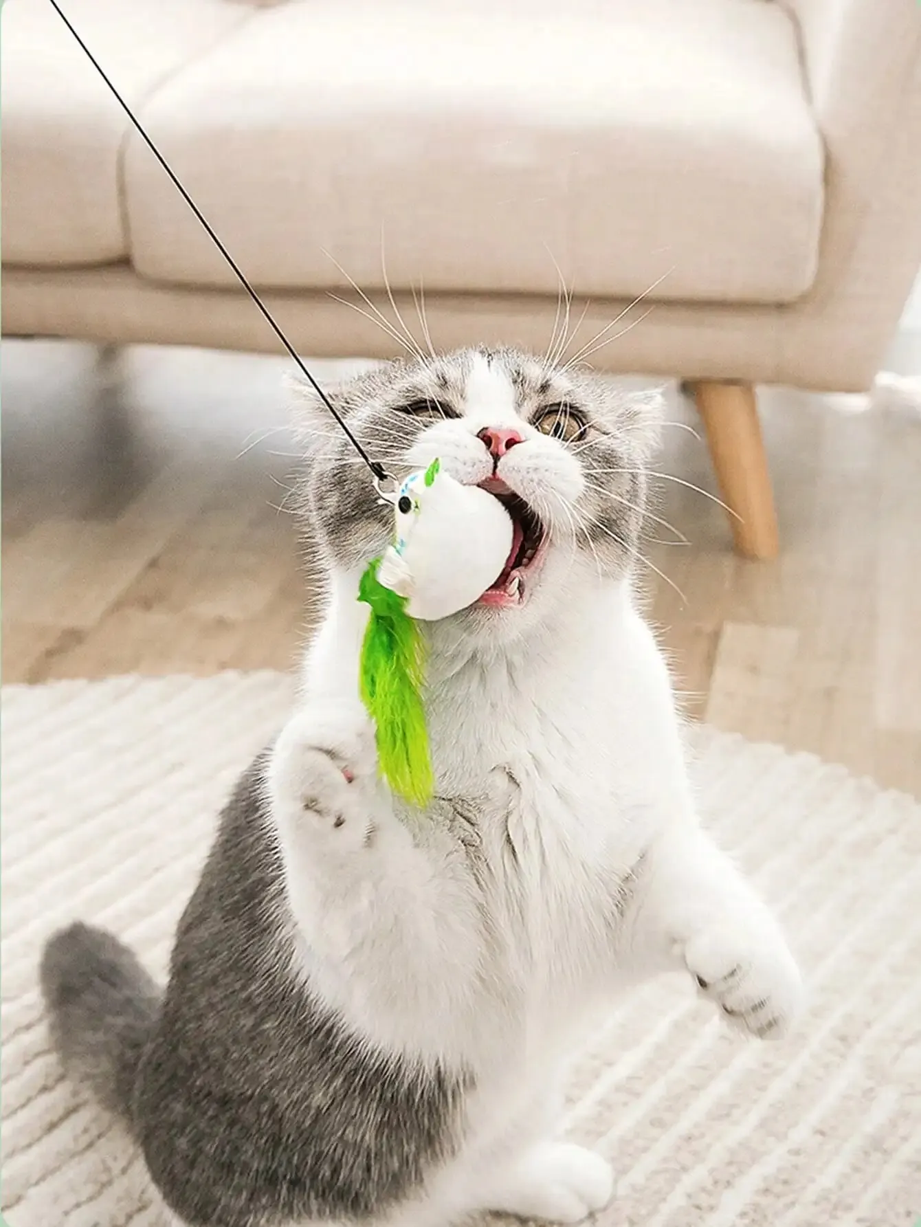 Brinquedo de Pena para Gato com Ventosa e Sino Interativo - Imagem 3