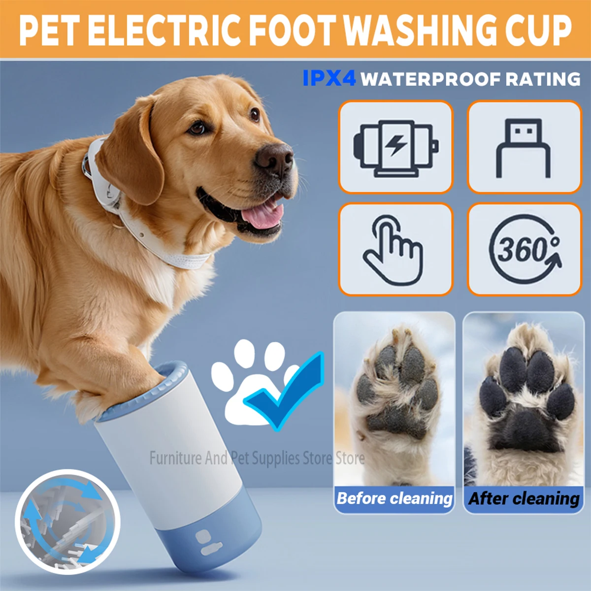 limpador elétrico de patas para cães e gatos