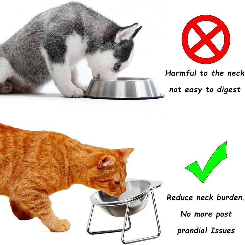Tigela para Gatos e Filhotes Inclinada 15° de Aço Inoxidável - Imagem 3