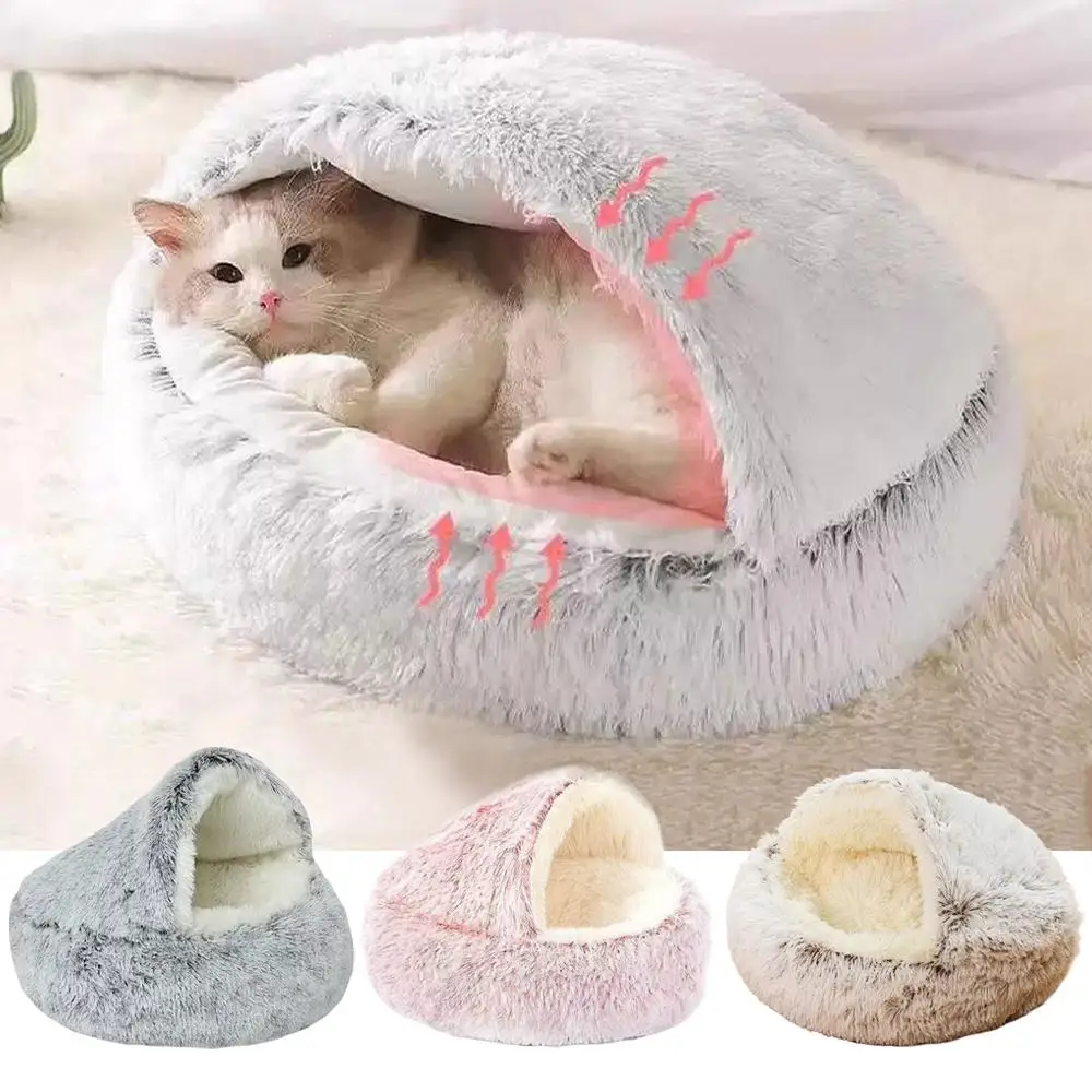 Cama Toca para Gatos e Cães Pequenos de Pelúcia 40 cm Dobrável - Image 2