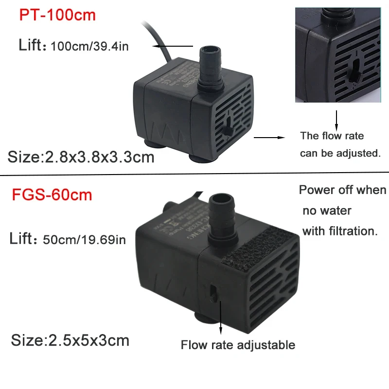 Bomba Submersível USB para Aquário 5W 150L/H com Ventosas - Imagem 3