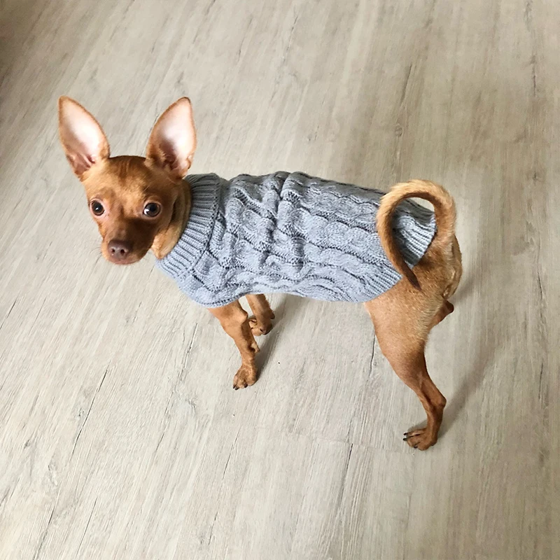Suéter de Tricô para Cães e Gatos Pequenos com Gola Alta - Image 3