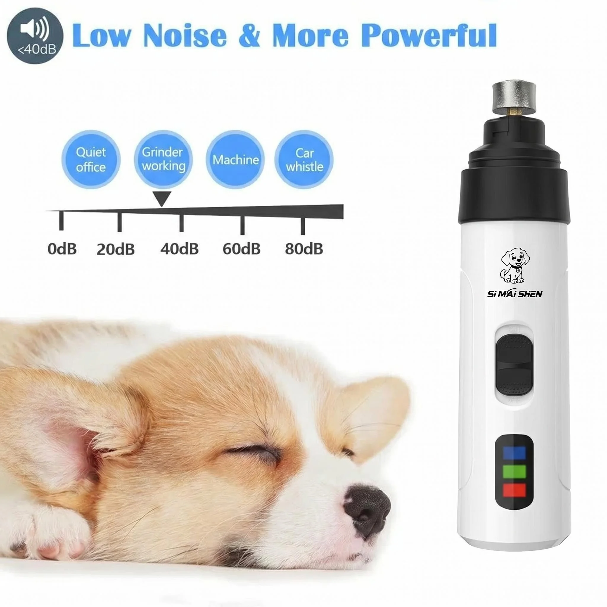 Lixadeira de Unha para Cães e Gatos Recarregável USB Silenciosa - Imagem 5