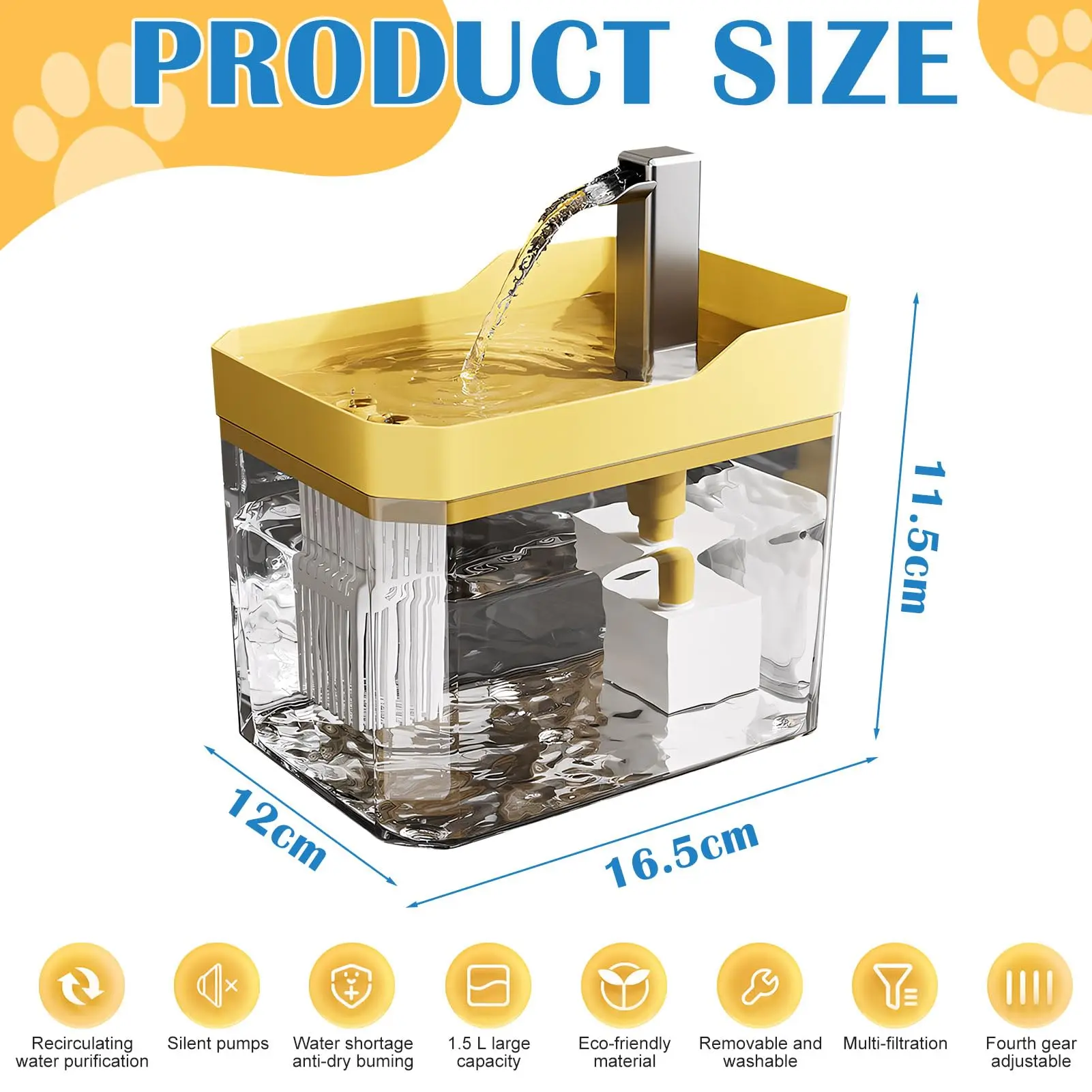 Fonte de Água para Gatos 1,5 L com Fluxo Ajustável e Filtro - Imagem 6