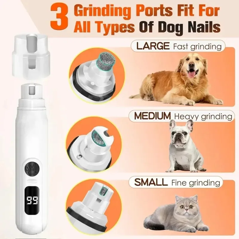 Cortador de Unhas Elétrico para Cães e Gatos Recarregável USB com LED - Image 2