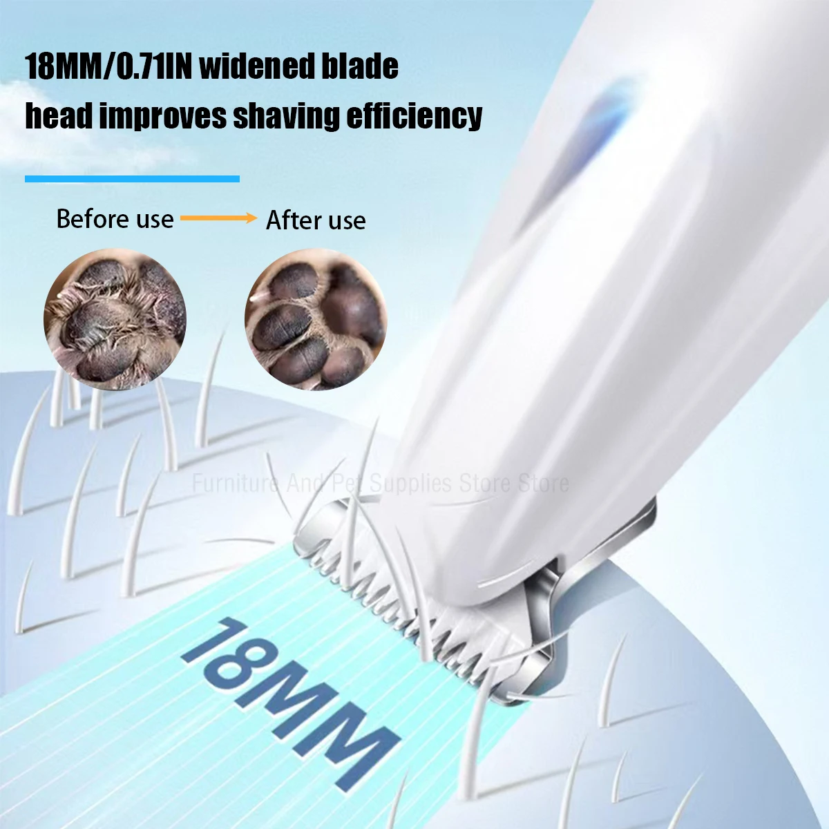 Aparador de Pelos para Cães com Luz LED e Lâmina de 18mm - Imagem 2