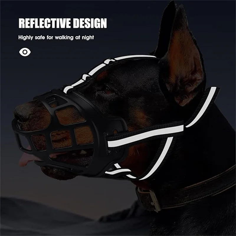 Focinheira Cesta para Cães Ajustável e Respirável com Alça Refletiva - Imagem 2