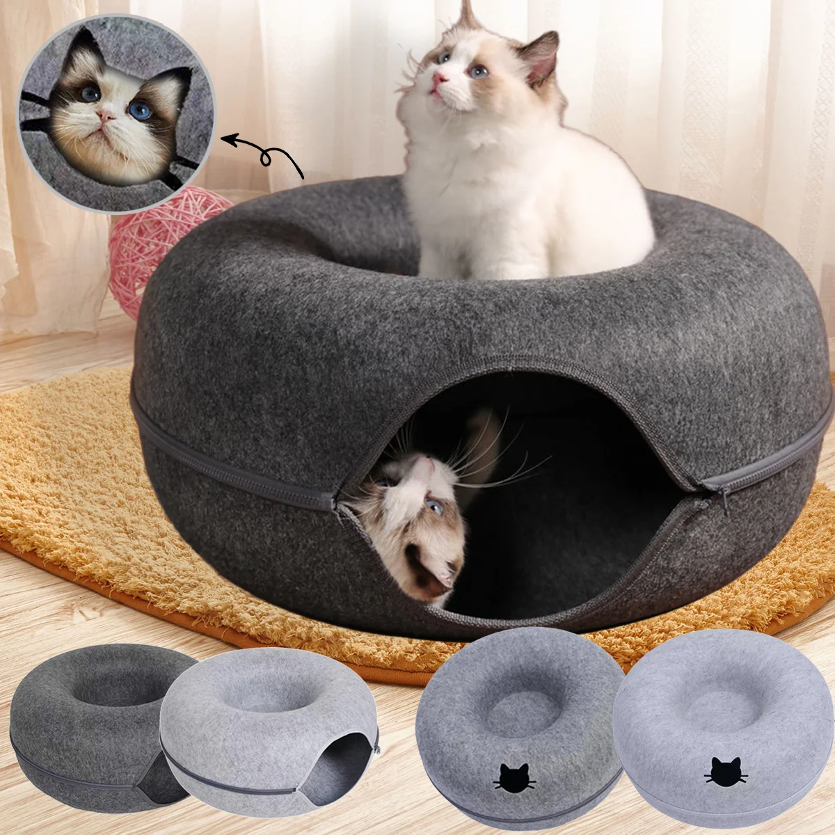 cama toca para gatos de feltro