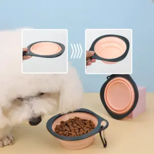 tigela dobrável de silicone para cães e gatos
