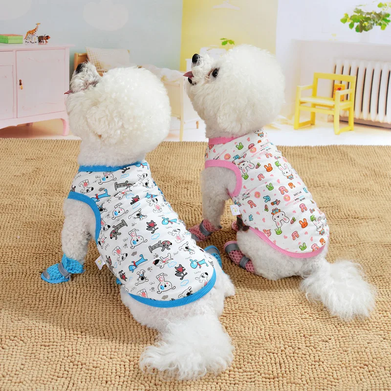 Colete de Poliéster para Cães Pequenos Estampa de Desenho Animado Lavável - Imagem 4