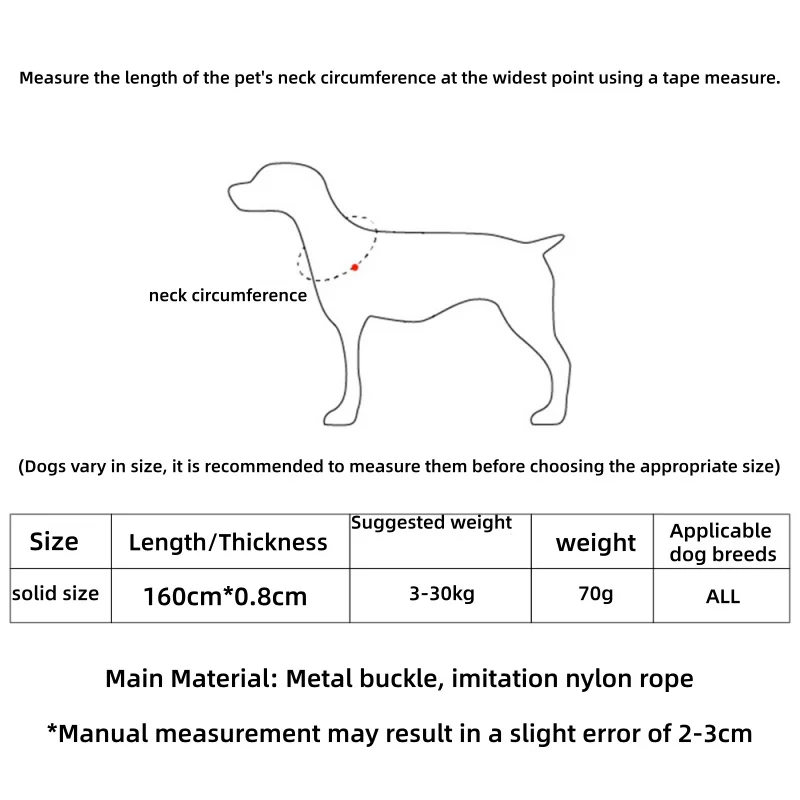 Guia Coleira P para Cães Pequenos e Médios Ajustável em Nylon 160cm - Imagem 6