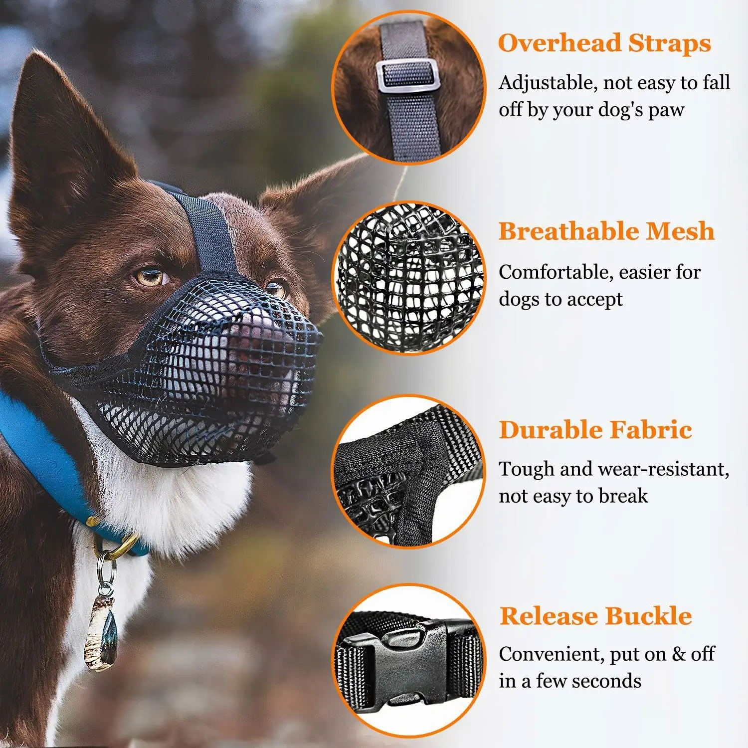 Focinheira de Malha Macia para Cães com Alças Ajustáveis - Imagem 6