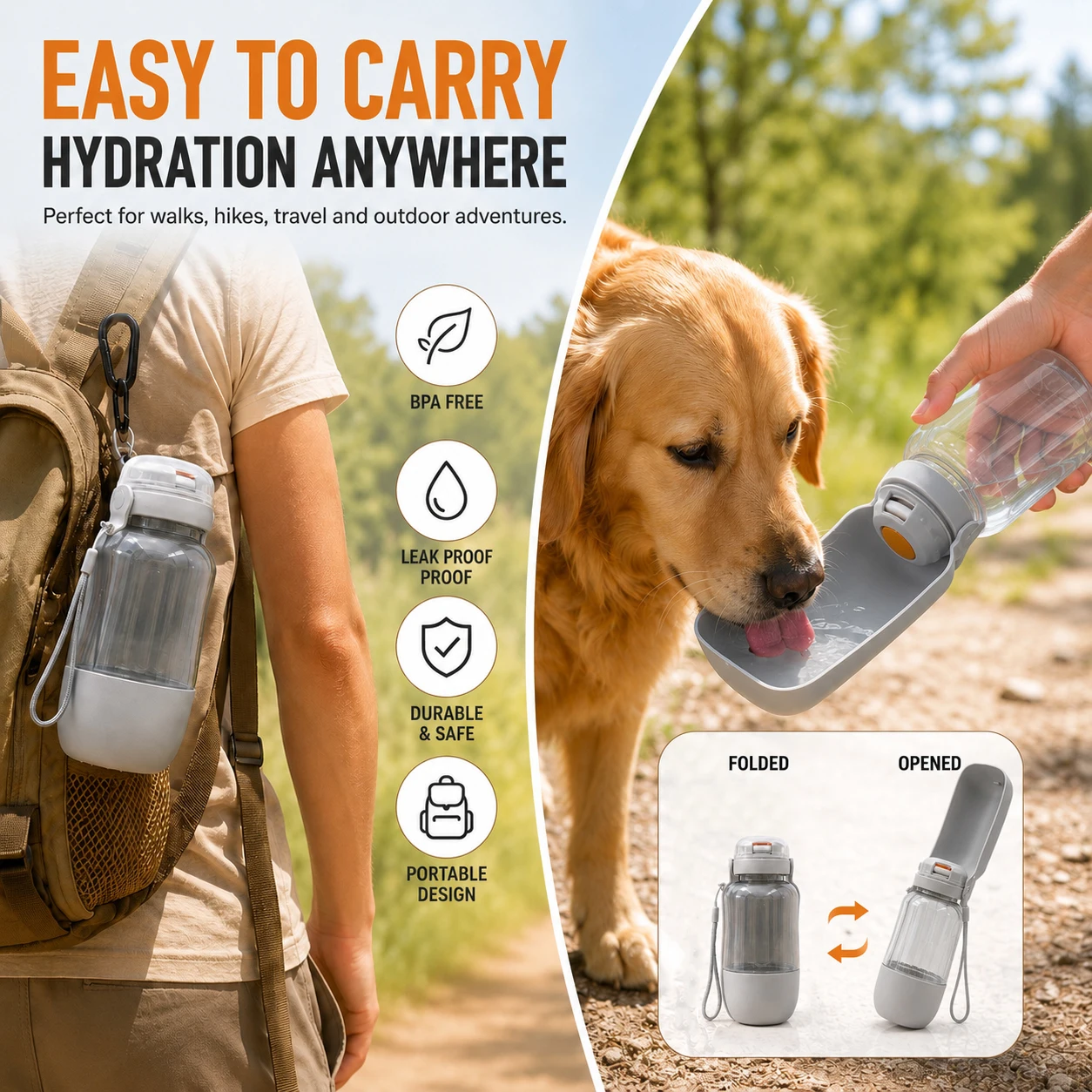 Garrafa de Água Portátil para Cães, Viagem e Caminhada, à Prova de Vazamentos - Imagem 3