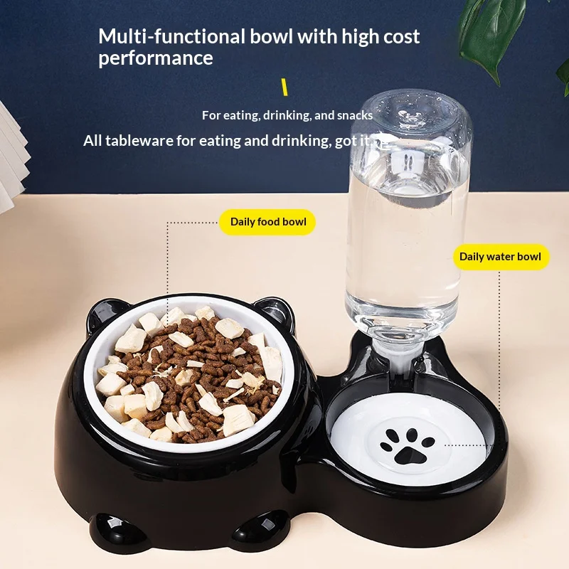 Tigela Dupla para Gatos e Cães com Comedouro Lento e Bebedouro Automático - Imagem 4