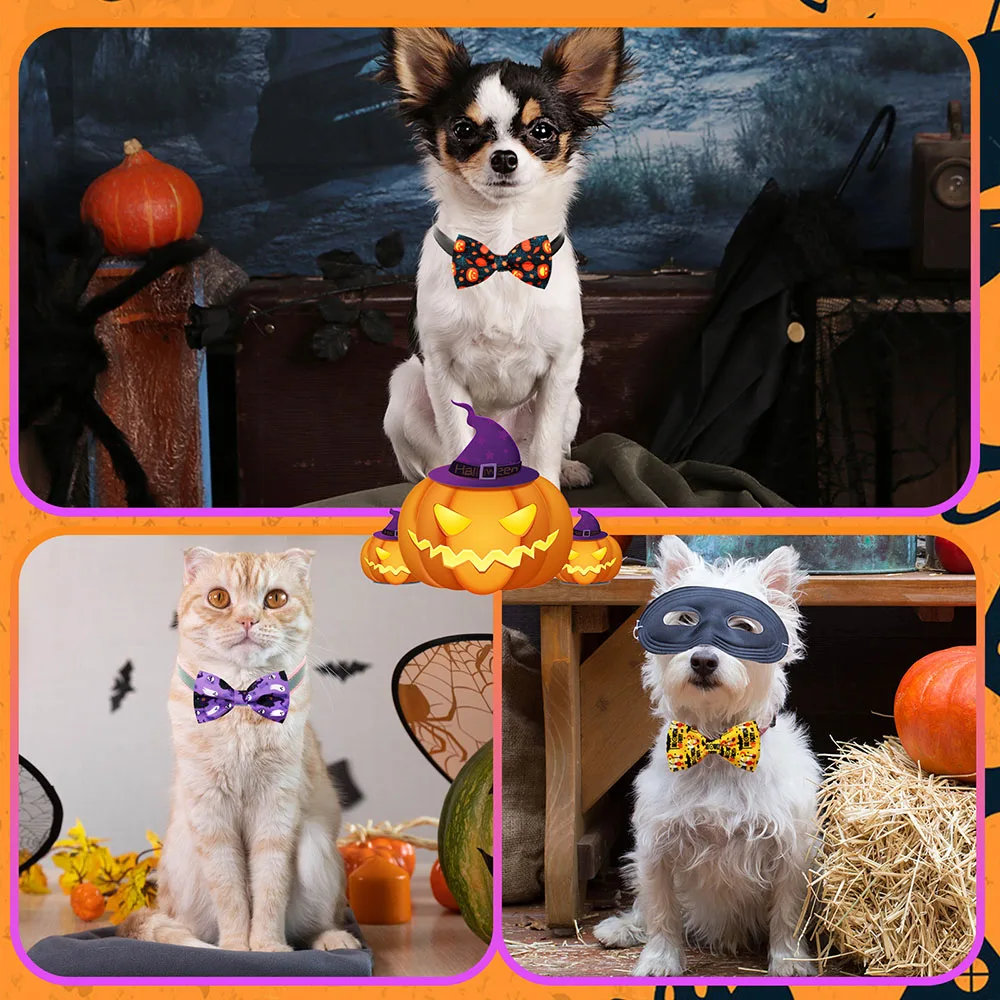 Gravatas Borboleta para Cães e Gatos de Tecido com Estampa de Caveira - Image 3