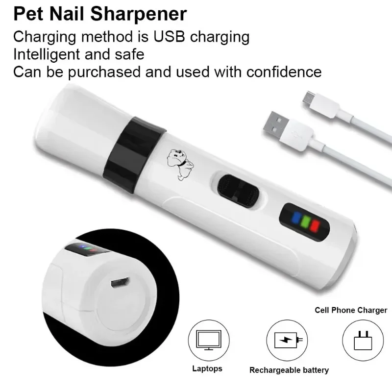 Moedor de Unhas para Cães e Gatos Recarregável USB Silencioso - Imagem 6