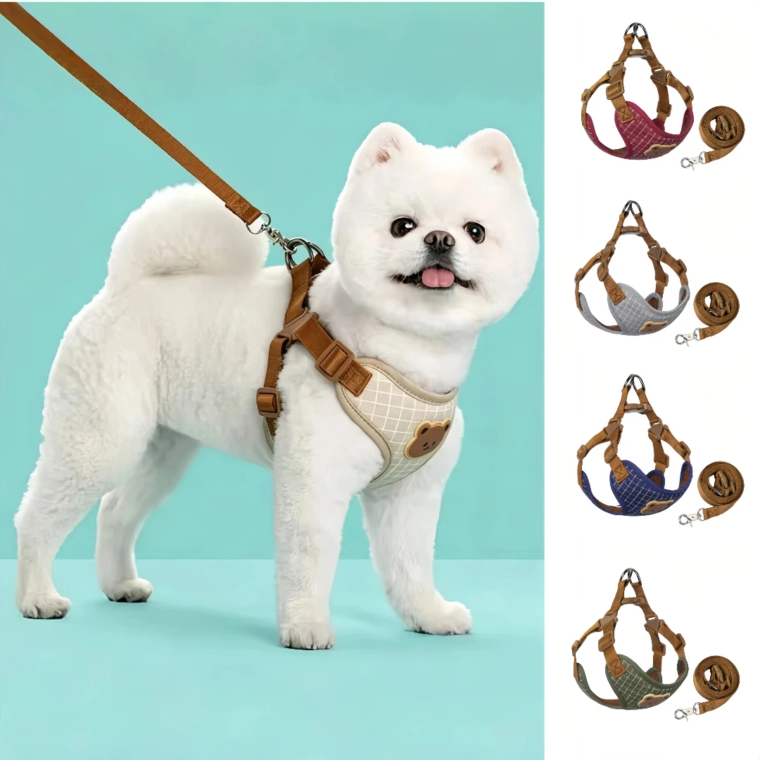 conjunto peitoral e guia para cães e gatos