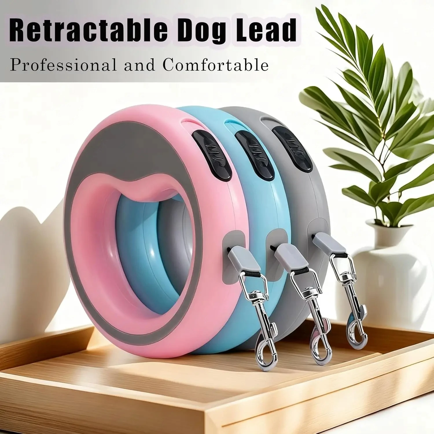 Coleira Retrátil para Cães Pequenos de Nylon com Freio de Uma Mão - Imagem 3