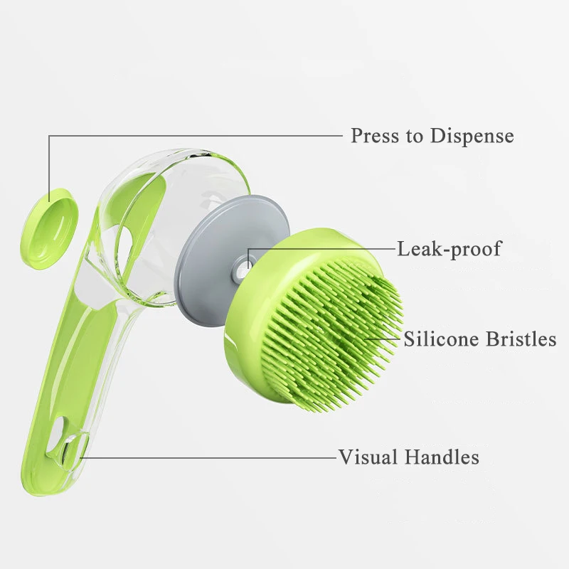 Escova de Banho para Cães e Gatos de Silicone com Cabo Longo - Imagem 5