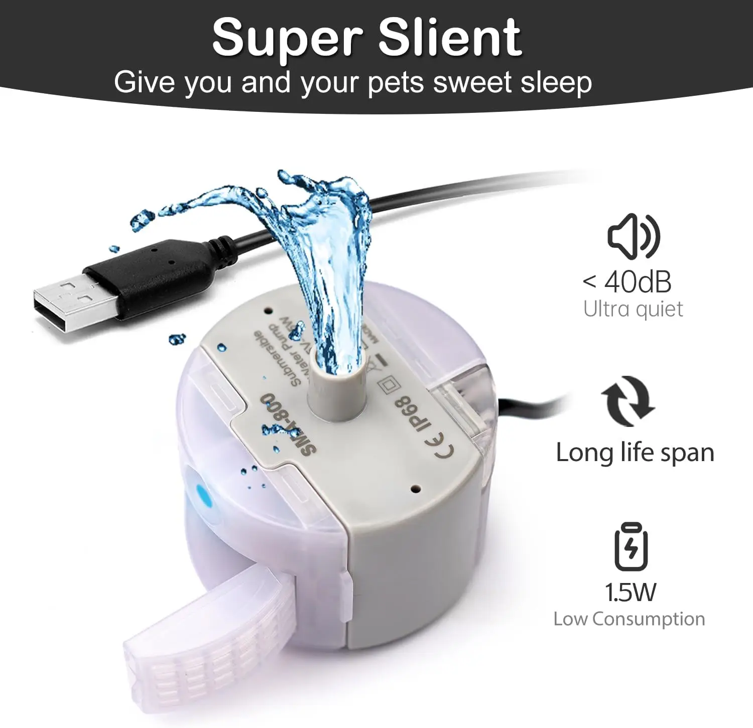 Bomba de Água USB para Fonte Pet 5V 1A Silenciosa e Desmontável - Image 4