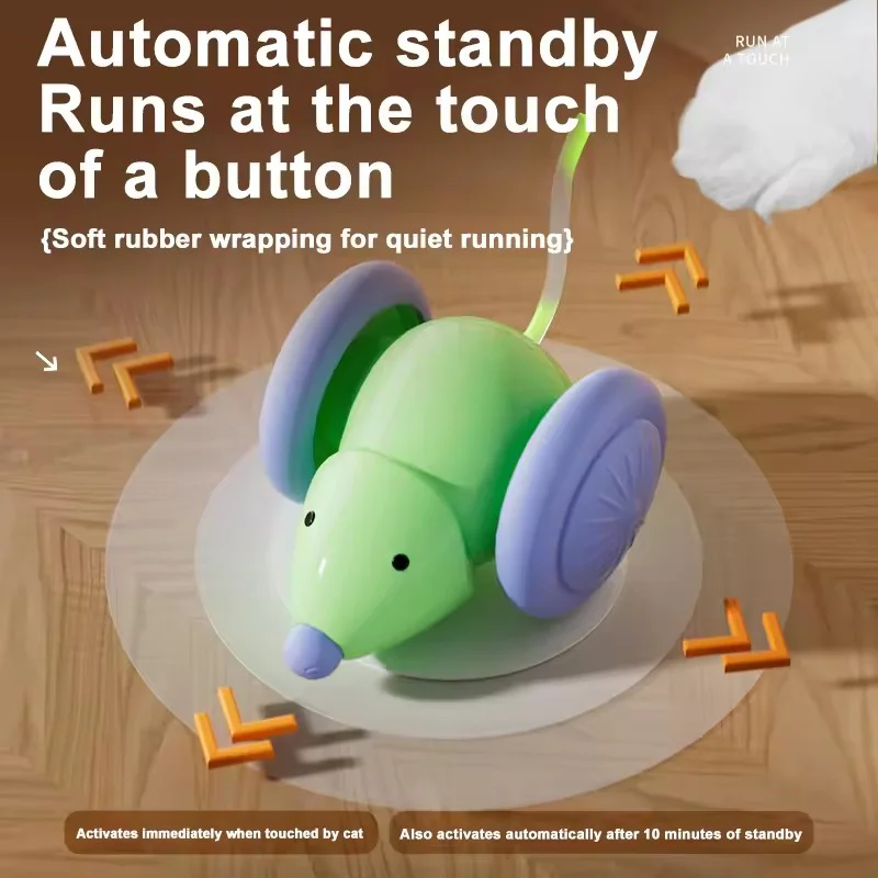 Brinquedo Elétrico para Gatos Rato Recarregável USB e Desvio de Obstáculos - Imagem 2