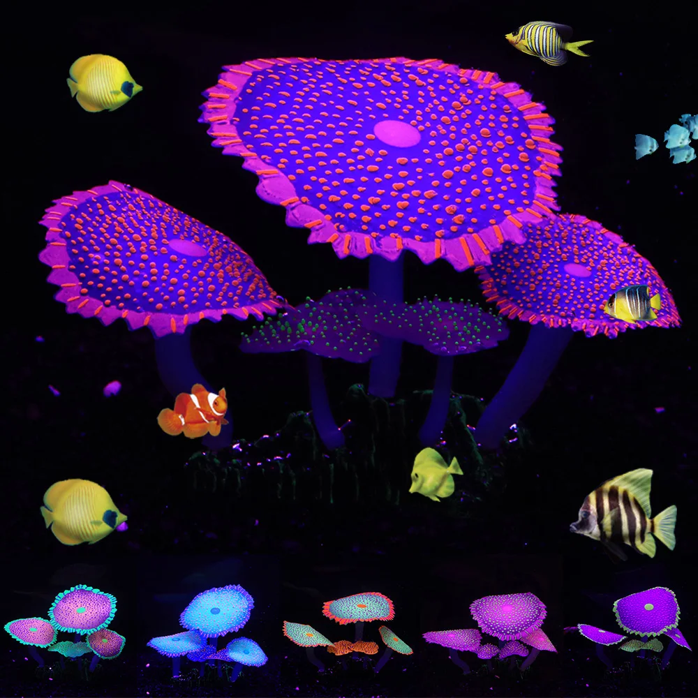 decoração de aquário plantas de silicone fluorescente