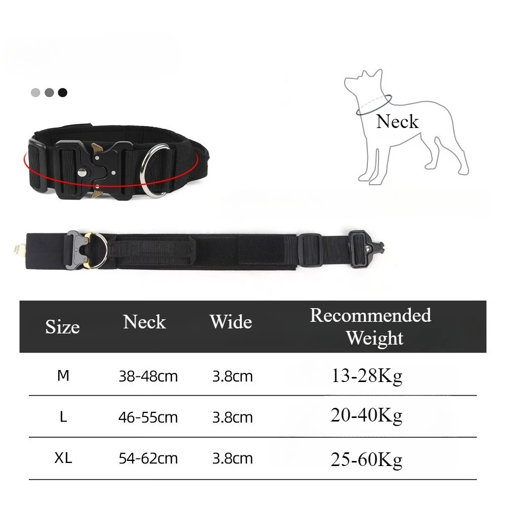 Coleira Tática para Cães Grandes Ajustável para Passeio - Imagem 4