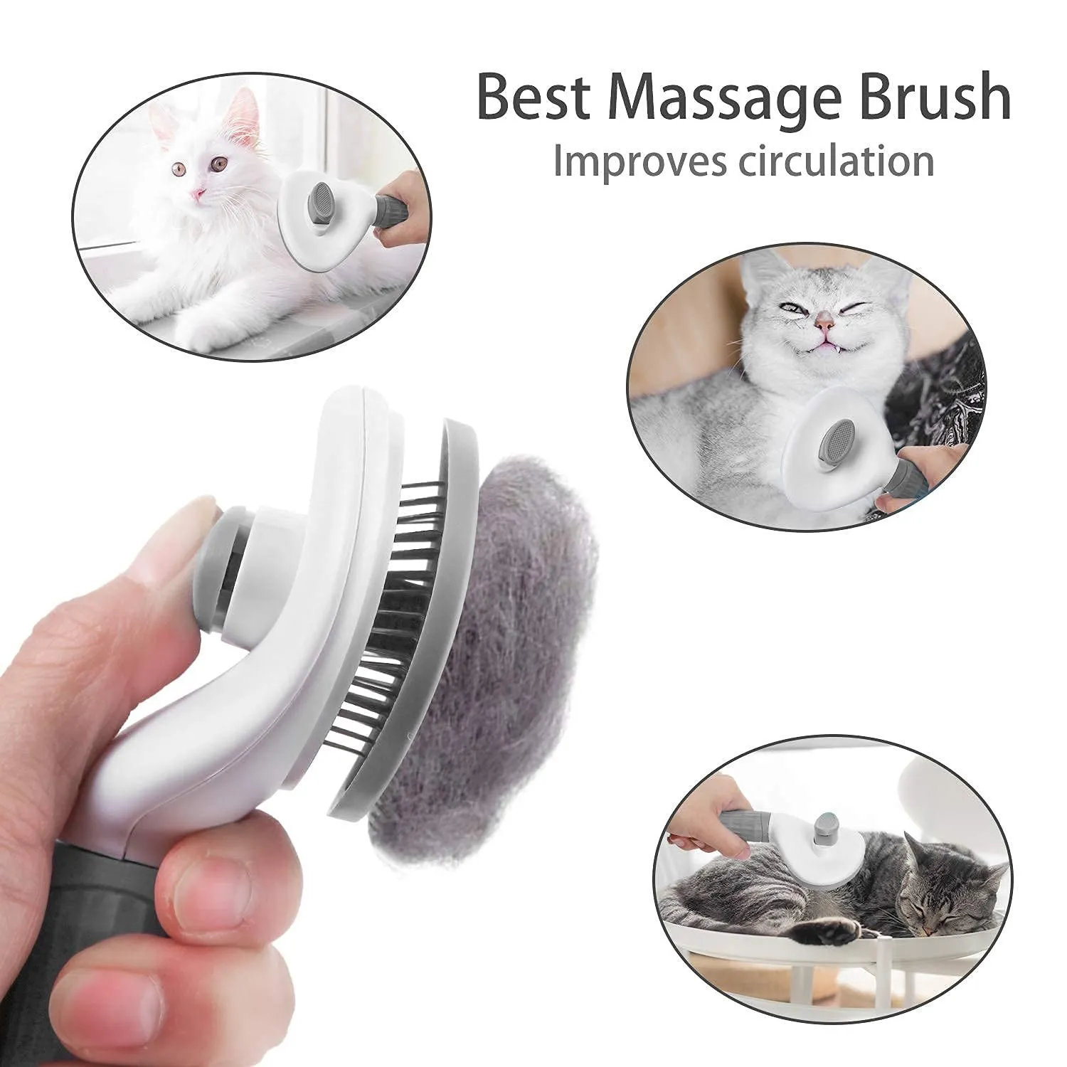 Escova Autolimpante para Cães e Gatos de 20x11 cm para Remoção de Pelos - Imagem 2