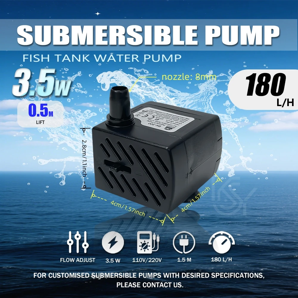 bomba submersível para aquário com fluxo ajustável