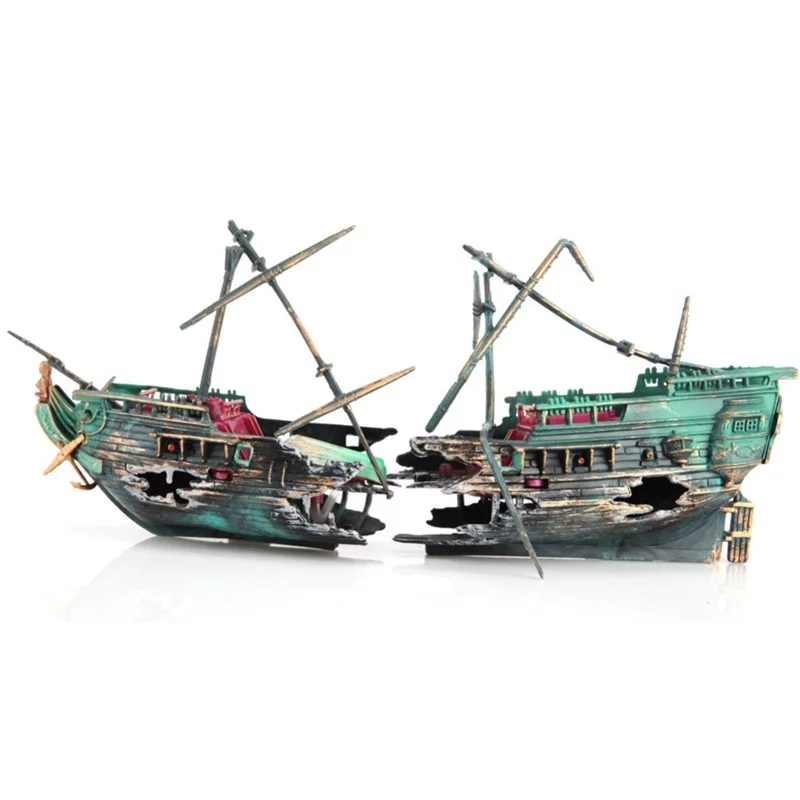 Decoração de Aquário Navio Naufrágio Plástico 24 cm para Aquário - Imagem 2