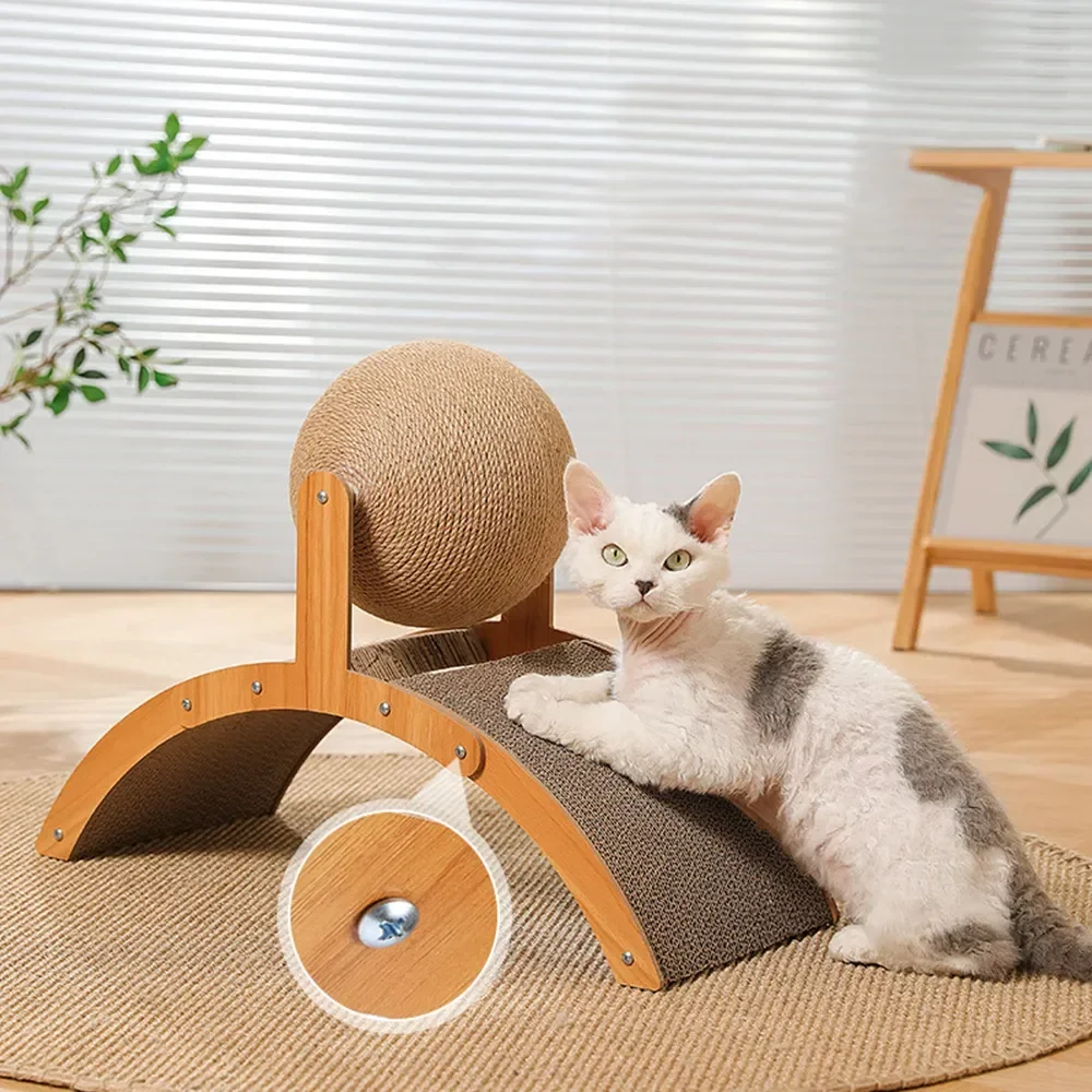 Arranhador Bola Sisal para Gatos com Base de Madeira - Imagem 3