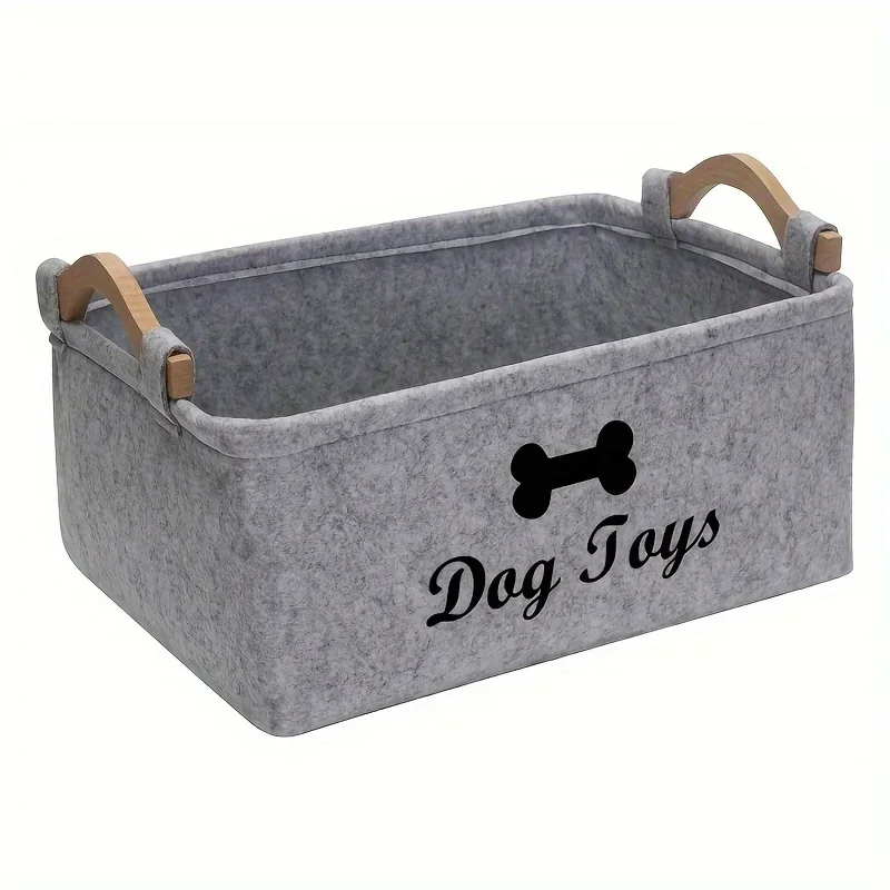 Caixa Organizadora para Brinquedos de Pets de Feltro Cinza - Imagem 3