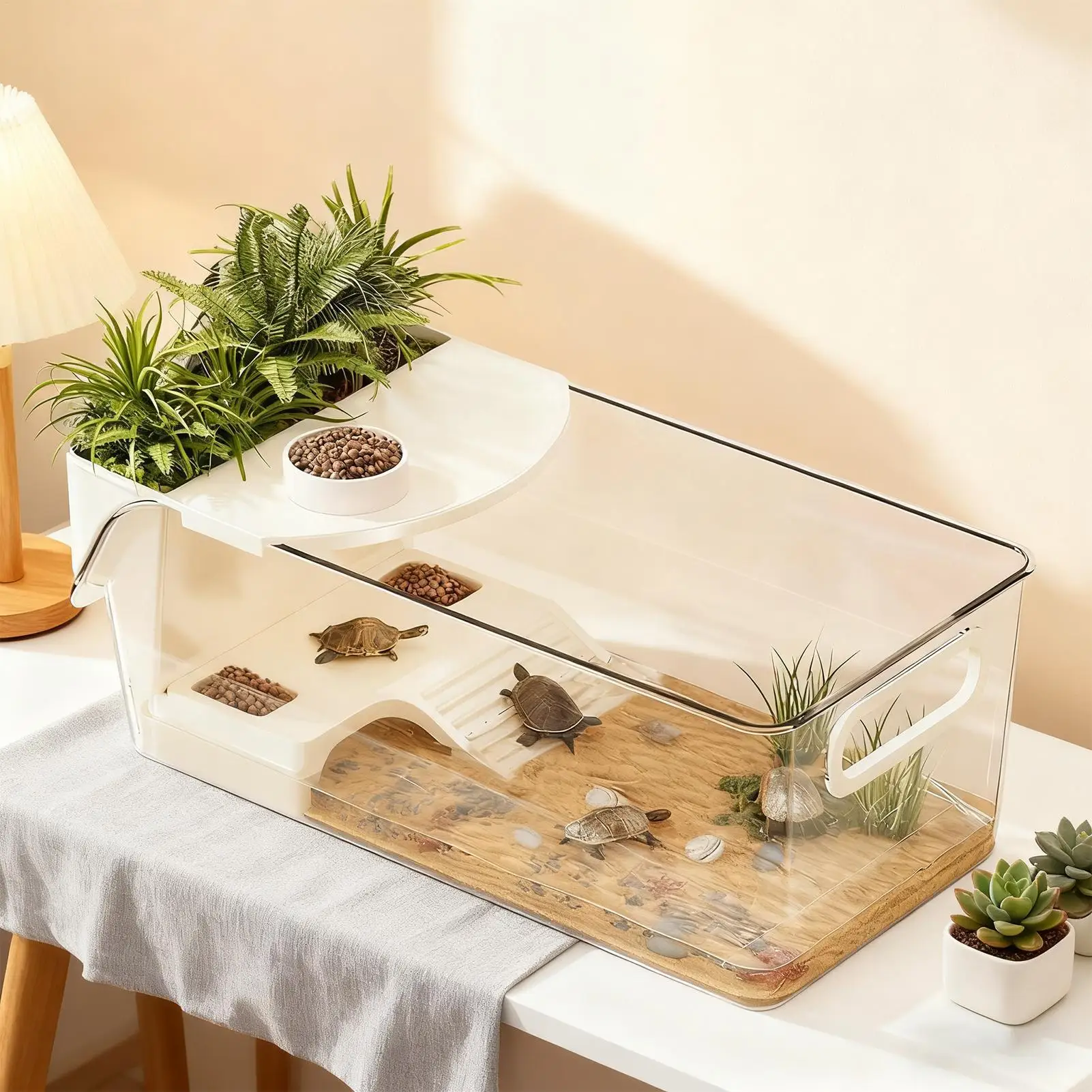 Terrário para Tartarugas com Plataforma de Aquecimento e Área Rasa - Imagem 4