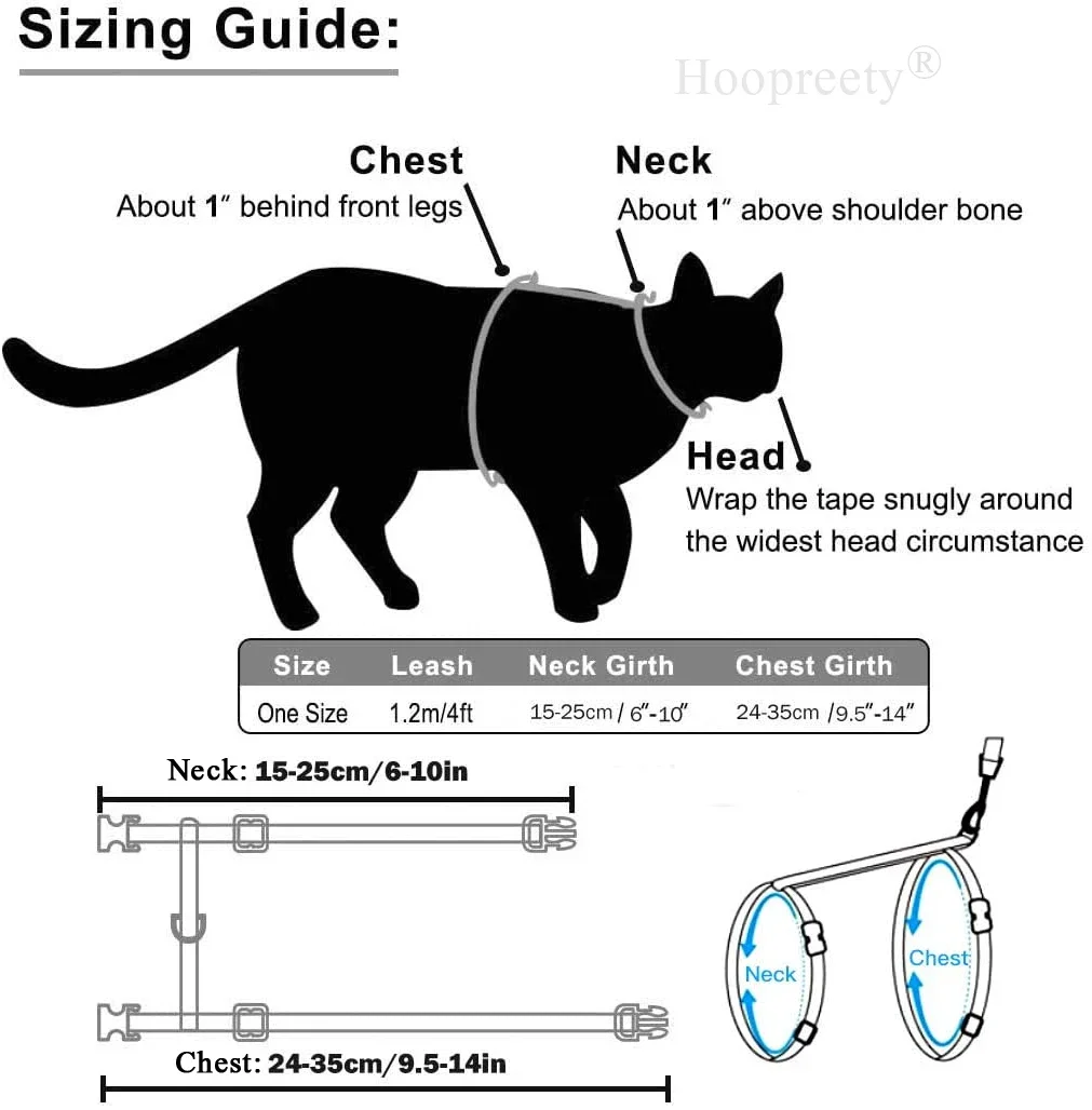 Coleira Peitoral H para Gatos Ajustável de Nylon com Guia de 120 cm - Imagem 3