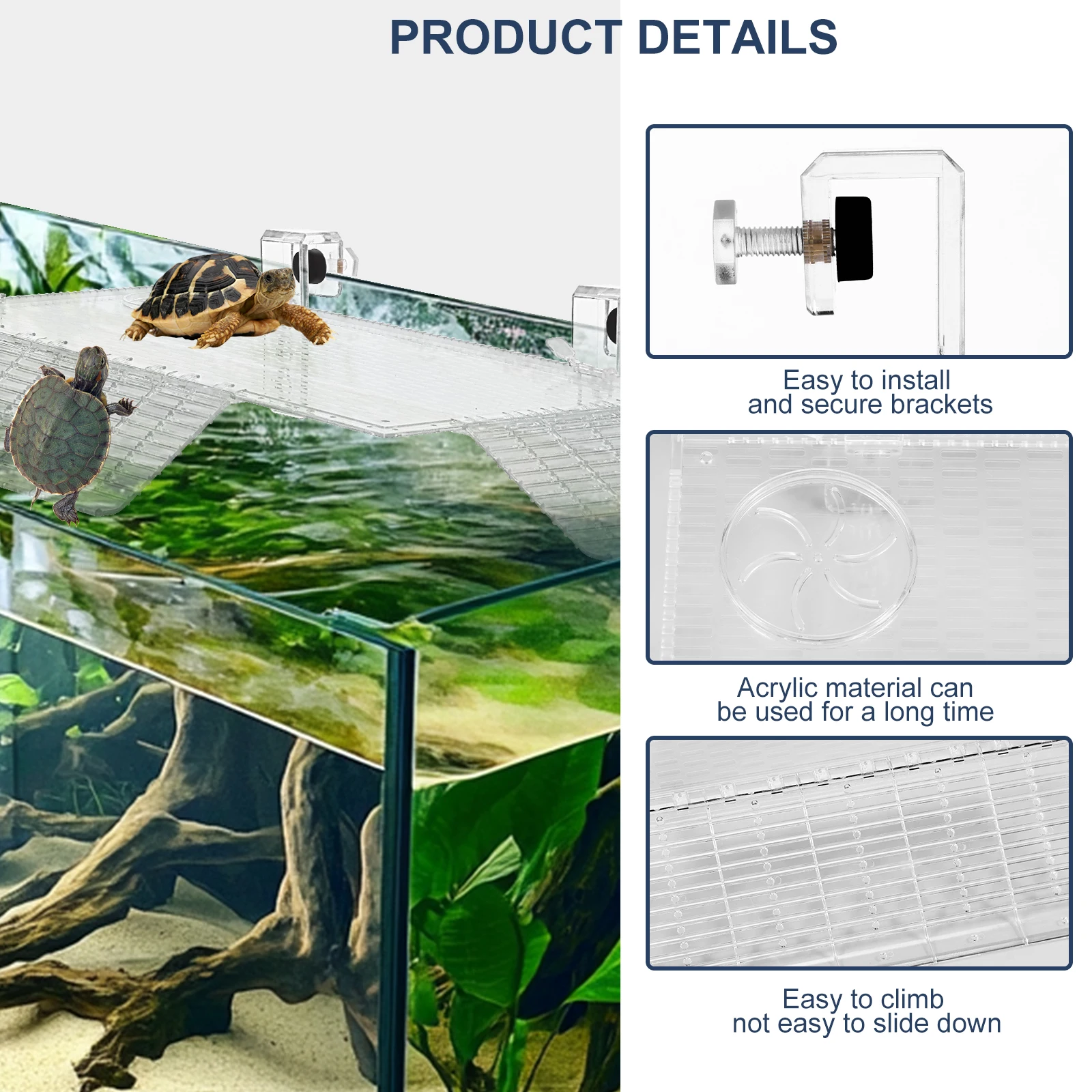 Plataforma para Tartarugas de Acrílico Transparente com Altura Ajustável - Imagem 4