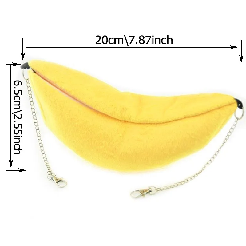 Cama de Banana para Hamster e Pets Pequenos de Pelúcia Amarela 20x6,5cm - Imagem 5